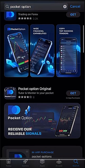Search the Pocket Option App.